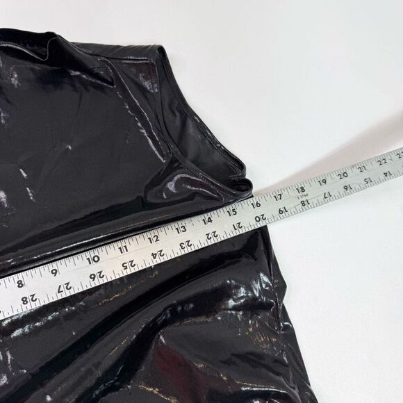 Cider Dress Womens XL Faux Leather High Neck Asymmetrical Hem Witchy Grunge 90s - Picture 6 of 9